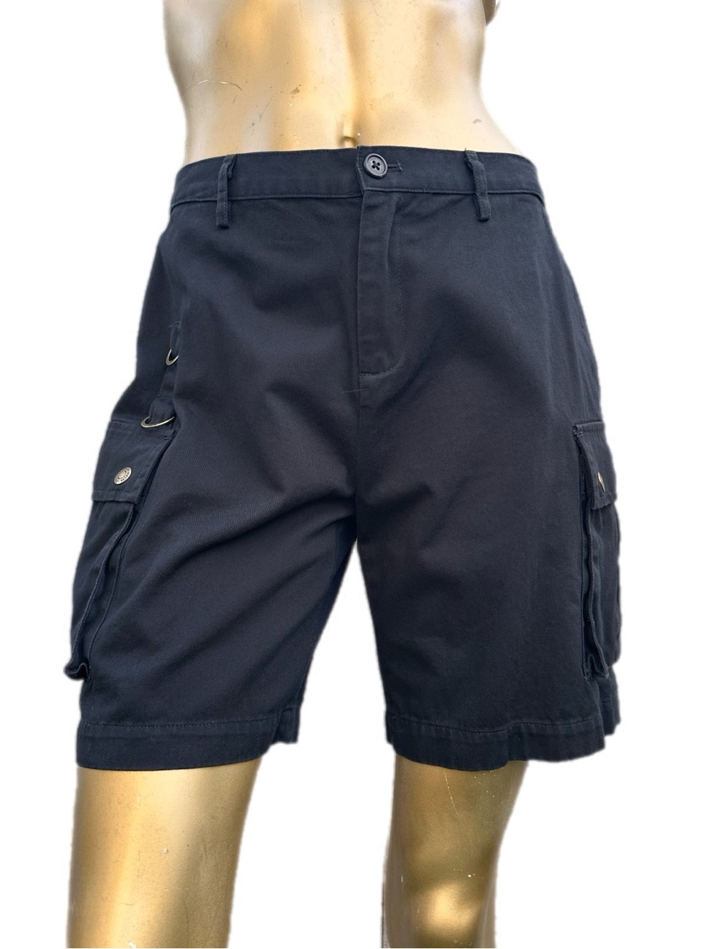 Lauren Ralph Lauren Black Cotton Cargo Utility Shorts Petite 6 4 pocket W-28”